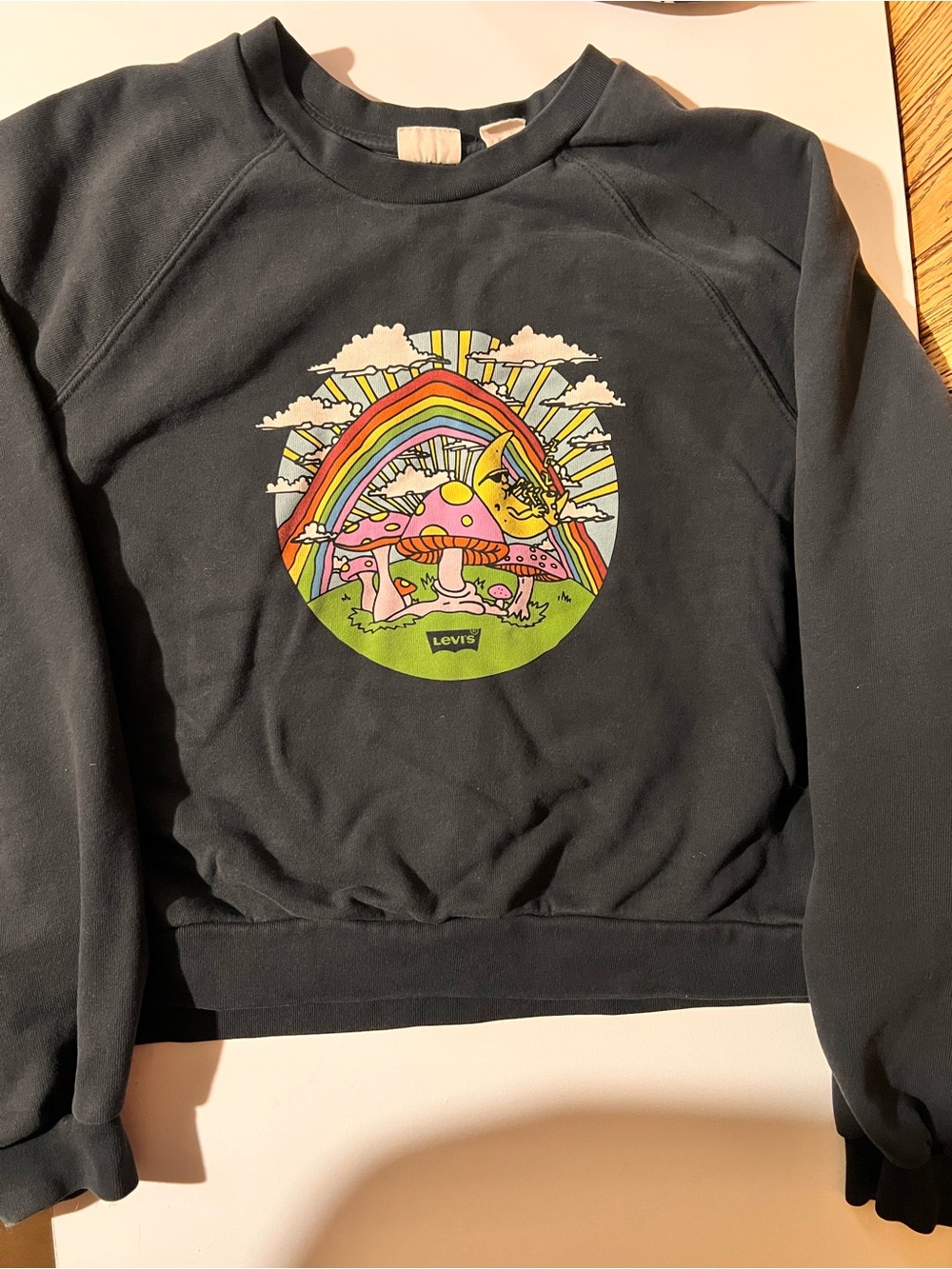 Levi's Black Graphic Rainbow Mushroom Crewneck Sweatshirt